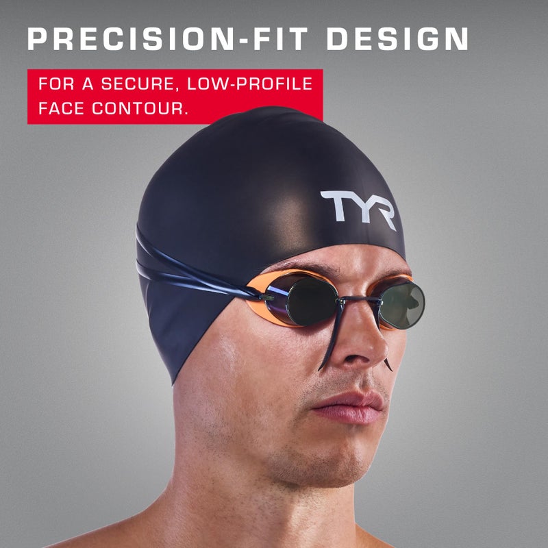 TYR Socket Rockets 2.0 Racing Swim Goggles - Adult Swimming Goggles for Men and Women - Anti-Fog, UVA/UVB Protection, Watertight - Mirrored - Red Fluorescent Yellow - Image 5